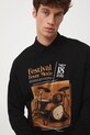 Longsleeve bawełniany męski z nadrukiem czarny RW25-BUM600