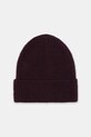 Czapka damska beanie prążkowana średniej grubości bordowy RW25-CDD051