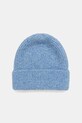 Czapka beanie prążkowana z domieszką wełny średniej grubości niebieski RW25-CDD057