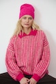 Czapka z domieszką wełny damska średniej grubości różowy RW25-CDD070