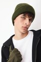 Czapka męska beanie z domieszką wełny i kaszmiru RW25-CDM704 zielony