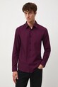 Košeľa s klasickým golierom s drobným vzorom casual burgundské RW25-KDM700