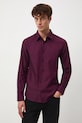 Košile pánská s klasickým límcem s jemným vzorem klasický burgundské RW25-KDM700
