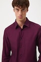Košile pánská s klasickým límcem s jemným vzorem burgundské RW25-KDM700
