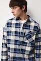 Bavlněná košile pánská s klasickým límcem a károvaným vzorem RW25-KDM903 námořnická modř