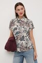Koszula z domieszką lnu damska wzorzysta casual multicolor RW25-KKD102