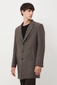 Płaszcz z domieszką wełny męski RW25-KPM501 brązowy RW25