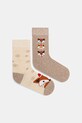 Medicine skarpetki bawełniane 2-pack animal beżowy RW25-LGDA07
