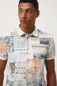 Polo bawełniane męskie z elastanem wzorzyste multicolor RW25-POM201