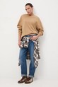 Jeansy bawełniane damskie mom fit z efektem sprania RW25-SJD040 niebieski RW25