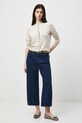 Jeansy bawełniane damskie wide leg z efektem sprania RW25-SJD312 granatowy RW25