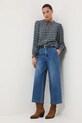Jeansy damskie wide leg z efektem sprania RW25-SJD408 niebieski RW25