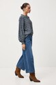 Jeansy damskie wide leg z efektem sprania niebieski RW25-SJD408