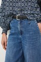 Jeansy damskie wide leg z efektem sprania RW25-SJD408 niebieski