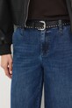 Jeansy damskie wide leg z efektem sprania granatowy RW25-SJD408