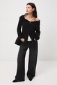 Jeansy bawełniane damskie wide leg z efektem sprania RW25-SJD509 czarny RW25