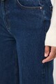 Jeansy bawełniane damskie wide leg z efektem sprania RW25-SJD600 granatowy