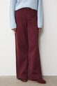 Jeansy bawełniane damskie wide leg gładkie RW25-SJD800 bordowy RW25