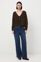 Jeansy damskie wide leg z efektem sprania RW25-SJD901 granatowy RW25