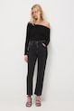 Jeansy damskie slim z ozdobnym haftem czarny RW25-SJDA00