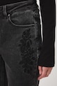 Jeansy damskie slim z ozdobnym haftem czarny RW25-SJDA00