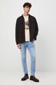 Jeansy męskie slim z efektem sprania RW25-SJM305 niebieski RW25