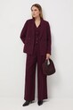 Spodnie z domieszką wełny damskie wide leg RW25-SPD500 bordowy RW25