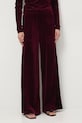 Spodnie damskie wide leg welurowe RW25-SPDA03 bordowy RW25