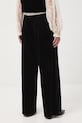 Spodnie damskie wide leg welurowe czarny RW25-SPDA03