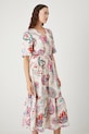 Sukienka damska midi z paskiem wzorzysta multicolor RW25.SUD012