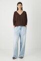 Sweter damski ażurowy z wiskozą RW25-SWD020 brązowy RW25