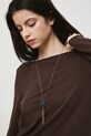 Sweter damski z wiskozą brązowy RW25-SWD033