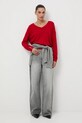 Sweter damski z wiskozą RW25-SWD034 czerwony RW25