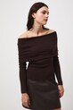 Sweter damski prążkowany brązowy RW25-SWD504