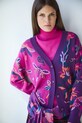 Kardigan damski żakardowy wzorzysty multicolor RW25-SWD602