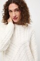 Sweter damski z warkoczowym splotem beżowy RW25-SWD609