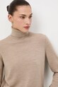 Sweter z wełny merino melanżowy beżowy RW25-SWD810