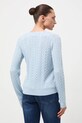 Odzież Sweter z wełny merino damski z warkoczowym splotem RW25-SWD813 niebieski