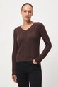Medicine sweter z wełny merino brązowy RW25-SWD813
