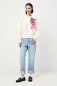 Sweter z domieszką wełny damski z ozdobną aplikacją RW25-SWD903 beżowy RW25