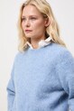 Sweter z wełną alpaki damski gładki niebieski RW25-SWDA13