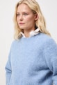 Sweter z wełną alpaki damski gładki niebieski RW25-SWDA13