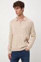 Sweter męski z wełną beżowy RW25-SWM705