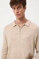 Sweter męski z wełną RW25-SWM705 beżowy