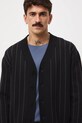 Kardigan męski w pasy czarny RW25-SWMA18