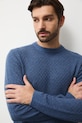 Sveter s prímesou vlny s textúrou modrá RW25-SWMB11