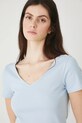 T-shirt bawełniany damski z elastanem prążkowany niebieski RW25.TSD012