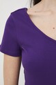 T-shirt bawełniany damski z elastanem prążkowany RW25.TSD012 fioletowy