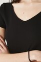 T-shirt bawełniany damski z elastanem prążkowany RW25.TSD012 czarny