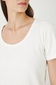 T-shirt bawełniany damski z elastanem prążkowany RW25-TSD020 beżowy